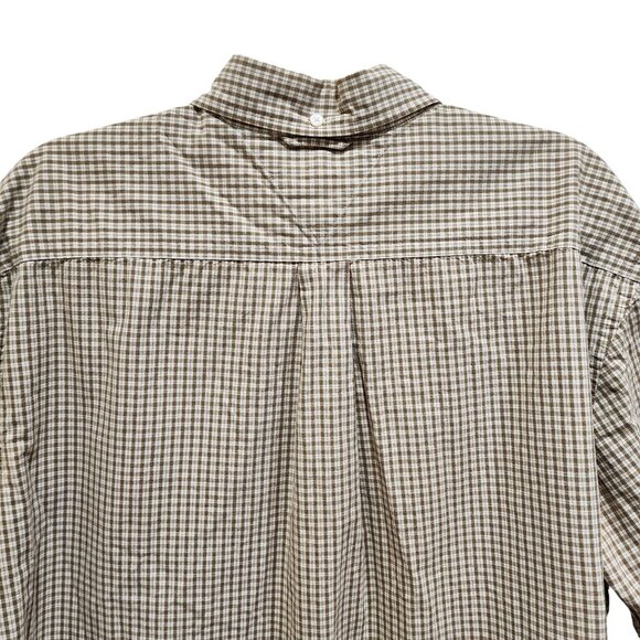Tommy Hilfiger Men’s XL Brown White Plaid Check Short Sleeve Cotton Button Shirt - Picture 8 of 8